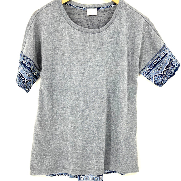Anthropologie Postmark Bandana Mixed Media Print Top Size S - Picture 2 of 10